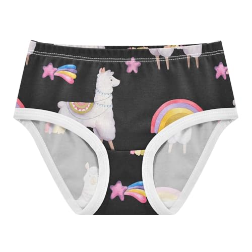 Wusikd Watercolor Llama Girls' Underwear Cotton Flowers Alpaca Girls Briefs Soft Toddler Underwear 6T