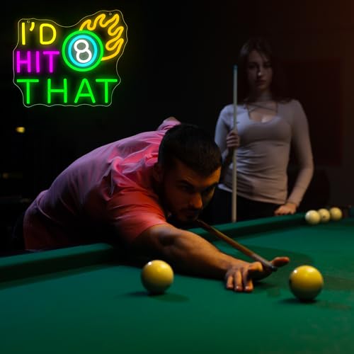 Billiards Neon Sign for Wall Decor I'd Hit That 8-Ball Neon Light for Man Cave Dimmable LED Neon Light Funny Pool Themed Neon Light for Bar Game Room Man Cave Decor Birthday Gift for Pool Players Size 13.8*11.8in(GLNCP124) - Image 5