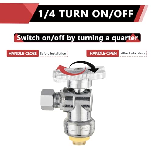 Image of 5PC EFIELD Push Fit Angle Stop Valve,1 /2 Push x 3 /8 Inch Compression