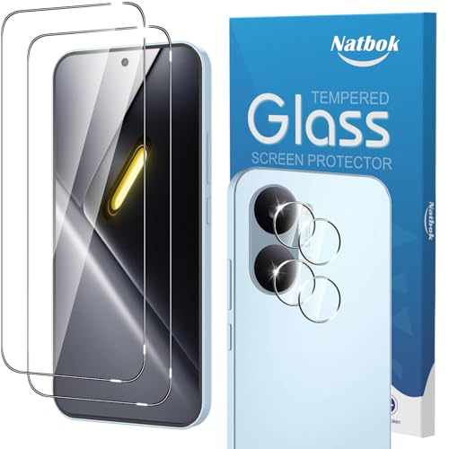 Natbok Screen Protectors with Camera Lens Protectors (2+2 pack)