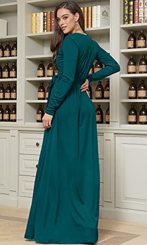 Image of KOH KOH Womens Long Sleeve V-Neck High Slit Cocktail Evening Gown Maxi Dress