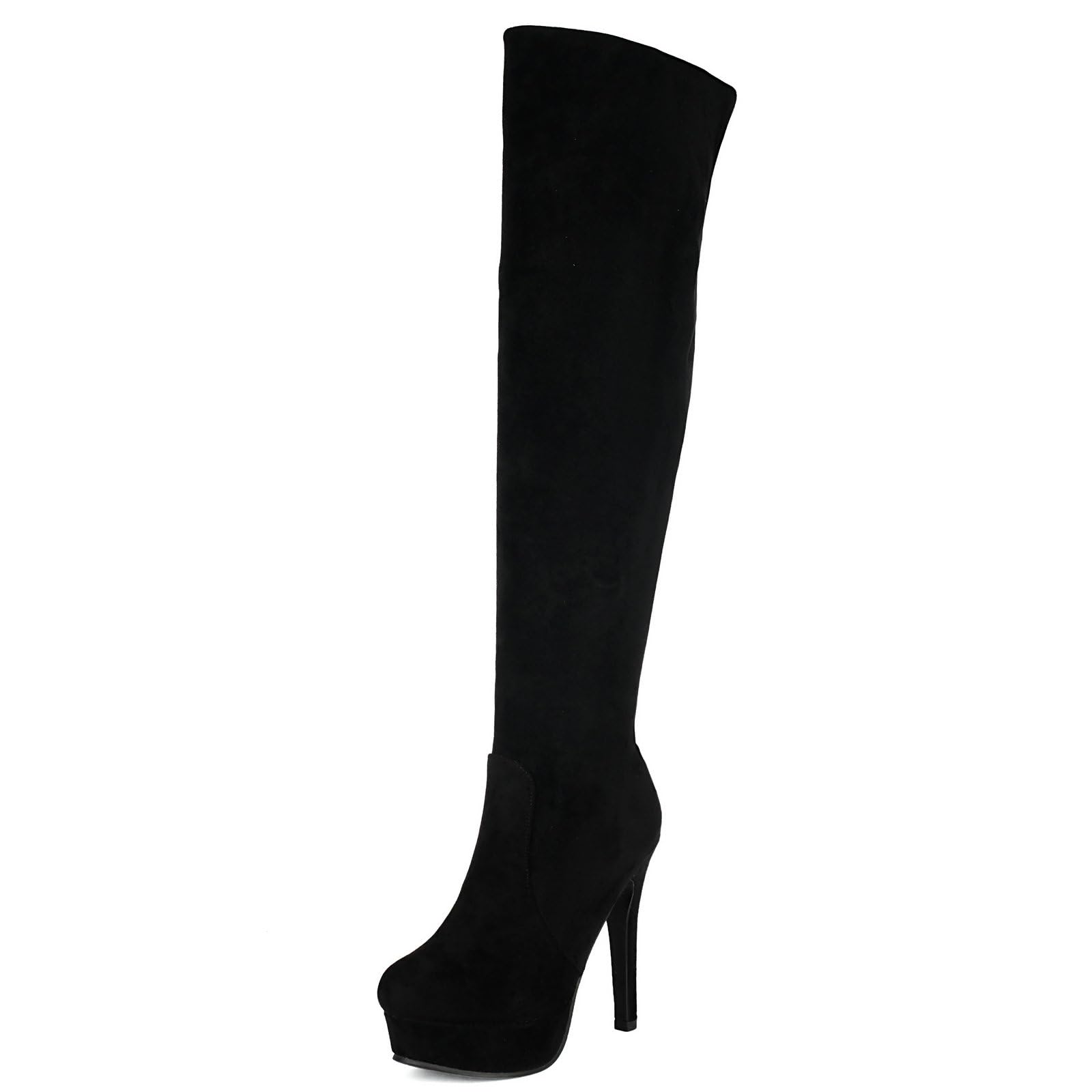 DINTAHA Faux Suede Thigh High Platform Stiletto Boots Over The Knee High Heel Boots