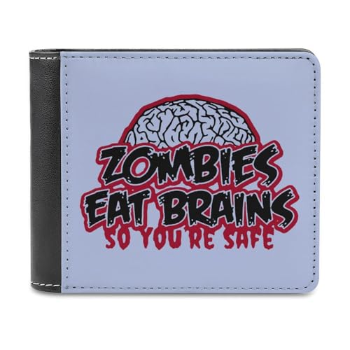 Zombies Eat Brains Fashion Bifold Wallets for Men Women Slim & Thin Credit Card Holder Wallet Purse