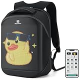 Gelrova LED Backpack, 17 Inch Bookbag DIY Pixel Motorcycle Backpack Programming Laptop Backpack, Unique Gift for Men or Women MotoGear, Battery not included