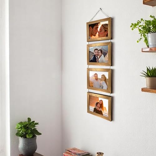 Image of Art Street Sythentic Wood Wall Mount Rectangular Photo Frame (5 x 7 inch, Gold)