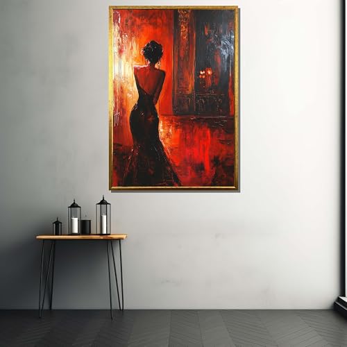 Tableau femme élégante en robe rouge pour sublimer la décoration de votre chambre à coucher - 2