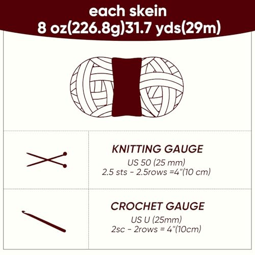 Image of 8 Jumbo Packs Chunky Chenille Yarn for Crocheting, 31.7 yds, 8 oz Each Skein Bulky Thick Fluffy Yarn for Knitting, Super Bulky Chunky for Hand Knitting Blanket, Soft Plush - Wine Red