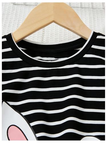 SHENHE Girl's Striped Graphic T Shirt Dress Short Sleeve Cute Rabbit Print Casual Dresses4