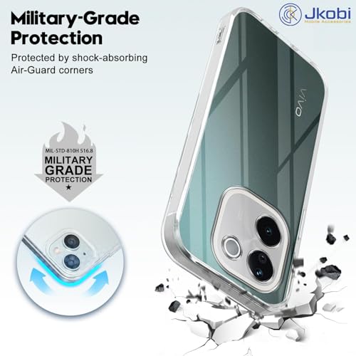 Image of Jkobi Back Case Cover for Vivo T3 Pro (Silicone Clear Shockproof Case with Camera Protection and Dust Plugs | Transparent)