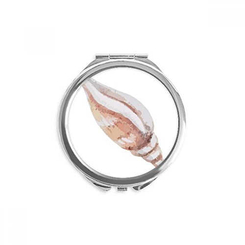 Espejo de bolsillo redondo para llevar en tu bolso con colorida ilustración de caracol de mar