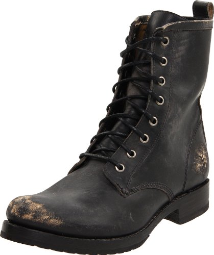 FRYE Women's Veronica Combat, Black Stone Washed-76272, 8 M US