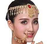 Headpiece Nose Ring Chain Jewelry Set Belly Dance Halloween Costume Accessories