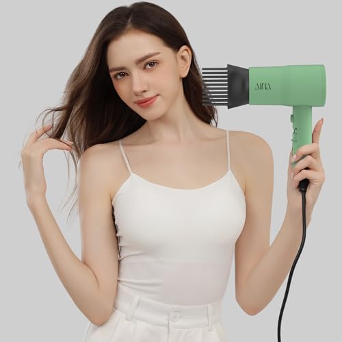 Image of AINA Hair Dryer with Diffuser,Comb Full-Featured Blow Dryer 110V(Green) | 3 Heat /2 Speed;Cold shut button;Lightweight;Compact Size;High Temp;Low Airflow;Same Results;Less Expense