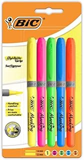 BIC Highlighter Collection Box, Assorted Intense and Pastel Colours, in Convenient Metal Gift Box, Pack of 15