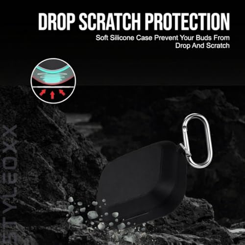 Image of Anvique Silicone Case Cover for Realme Buds Air 8, Dustproof and Shockproof Protection (Black)