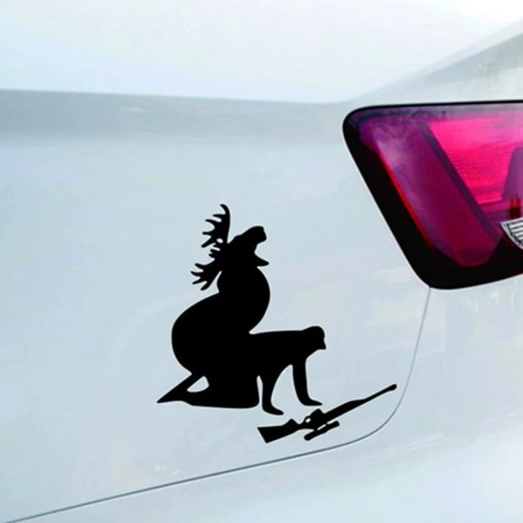 2-Pack WildHunt Vinyl Car Decal - Moose Hunter Design You Like My Meat Funny Deer Hunting Wall Art for Vehicles & Laptops, Weatherproof & Durable, Black, 4.72 x 4.72 Inches