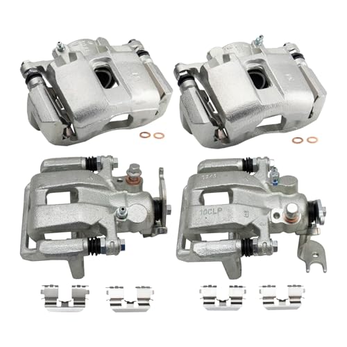 Image of TRQ Front and Rear Brake Caliper Set Caliper Brackets Hardware Compatible with 08-12 Honda Accord EX EX-L 09-14 Acura TSX