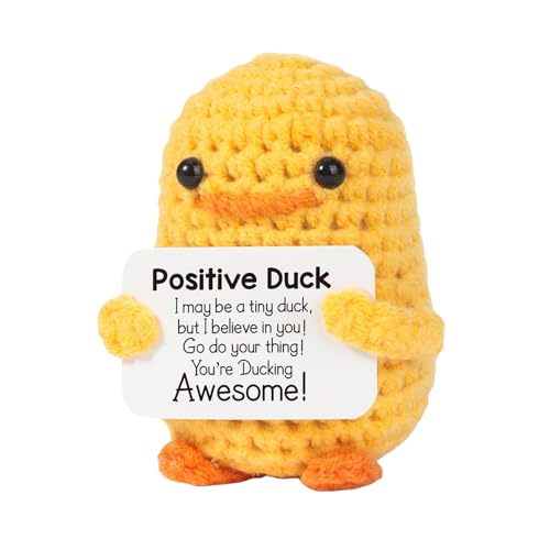 VNIDJGB Emotional Support Gift Mini Knitted Positive Duck Positive Cute Plush Duck Gifts with Card Exam Good Luck Emotional Support Toy for Encouraging Friendship Gifts Girlfriend Kids Adults