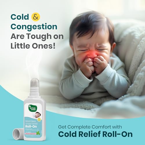 Image of Mother Sparsh Natural Vapour Complete Cold Relief Roll-On for Babies-15ml | With Thymol Crystal, Eucalyptus Oil & Peppermint Oil for Cold & Cough | 100% Natural | Relieves Chest Congestion