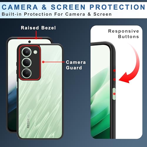 Image of CEDO Backcover for Redmi 15 (5G) | Camera Protection Bump Shockproof Edge | Ultra Hybrid Transparent Acrylic Clear TPU+PC Hard Backcase Cover (Black)