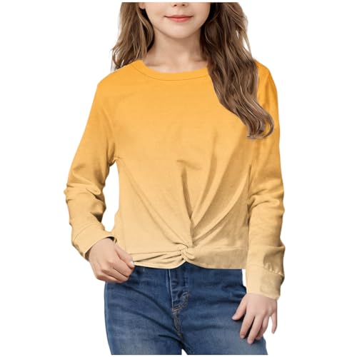 Girls Shirts Long Sleeve Twist Knot Tees Crew Neck Casual Tops Loose Fit Fall Shirt Trendy Comfy Basic Sweatshirts2