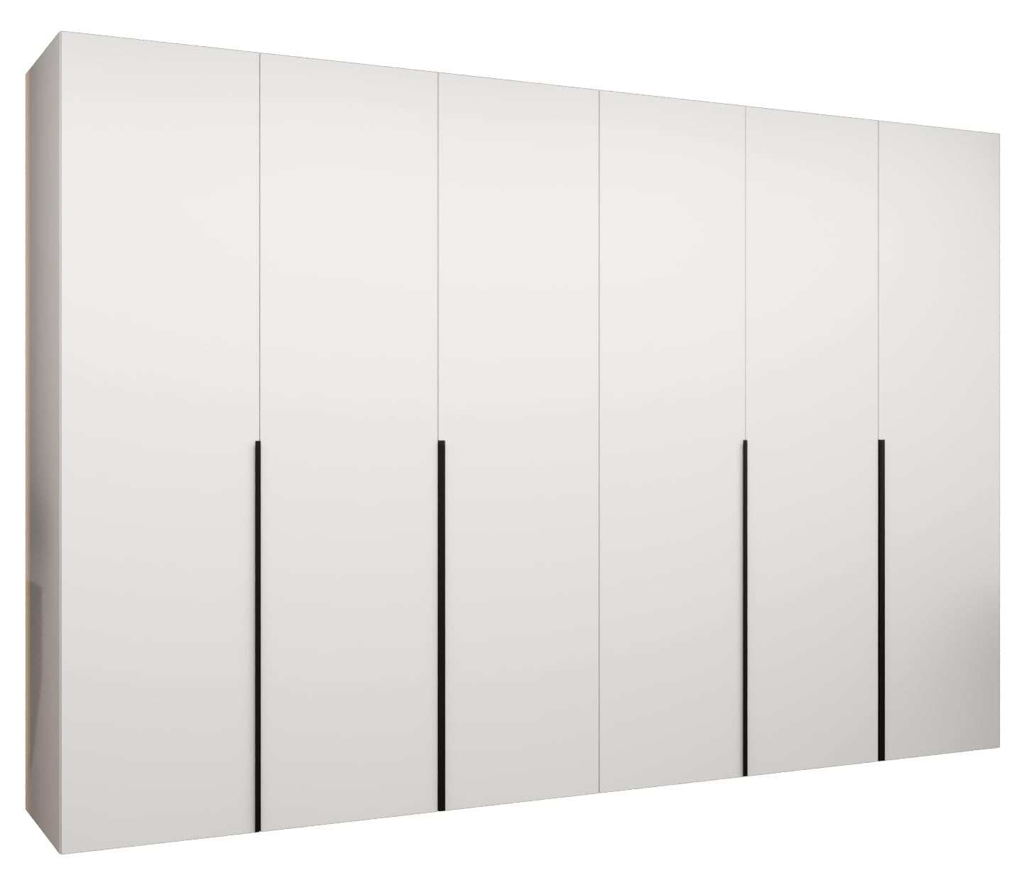 MEBLE KRYSPOL - Kleiderschrank - Drehtürenschrank - Schrank 300 x 202 x 52 cm - Moderner Garderobenschrank Schlafzimmer, Flur, Jugendzimmer - Weiß, Griff Schwarz - Alicante 1