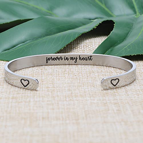 Joycuff Memorial Bracelets For Women Simple Silver Bangle Cuff For Loss Of Loved One Remembrance Gift For Teen Girls Friend Sympathy Jewelry Dad Mom Forever In My Heart #TOP2