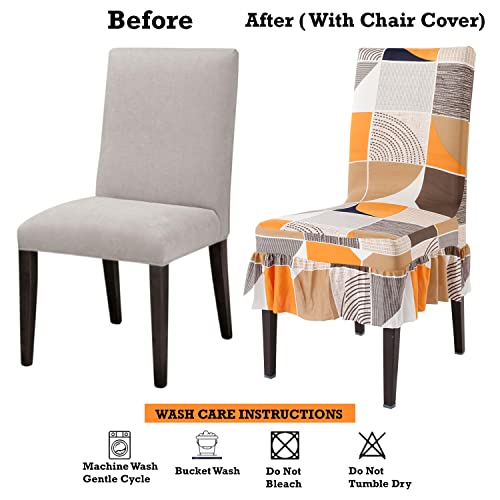 Image of HOKIPO Chair Slip Cover Set of 2 Stretchable Elastic Dining Seat Frill Cover (AR-4091-D1*2)