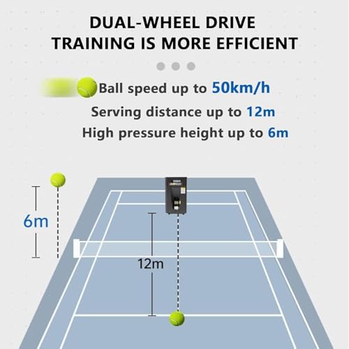 Lanciatore automatico per palline da tennis, con capacità di 50 palline, angolo regolabile, velocità e rotazione, per principianti e giocatori intermedi