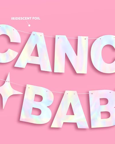 Image of xo, Fetti Cancer Baby Birthday Party Iridescent Foil Banner - 5 Ft. | Zodiac Cancer, Horoscope, Astrology Bday Party Decorations Gift