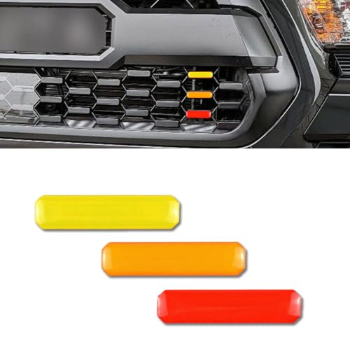 Image of Car Front Grille Tri-Color Decal Stripe Grille Emblem Badge Sticker Compatible with 2016-2020 Tacoma TRD Pro Grille (Y /O /R)