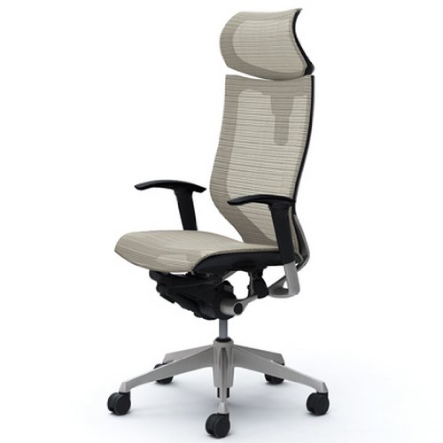 オカムラ オフィスチェア バロン 可動ヘッドレスト 可動肘 座メッシュ ホワイト CP81CR-FEH3