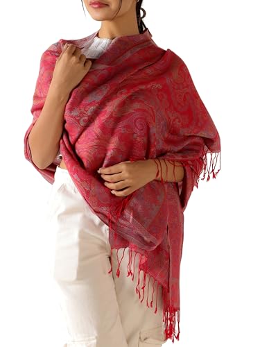 Soft Silky Cashmere Pashmina Scarf Lightweight Ethnic Paisley Travel Wrap Shawl for Evening Dresses - 77