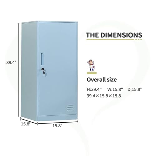 Daytoys 1 Door Metal Vertical Storage Locker For Kids Bedroom, Children Room, School, Office, Home,Stackable Steel Storage Cabinet For Toys, Clothes & Sports Equipment,Anti-Falling Device. (1D, Blue) #TOP2