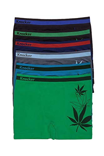 Knocker Men's Seamless Nylon Boxer Brief Underwear 6-Pack One Size Assorted Color (Hemp)
