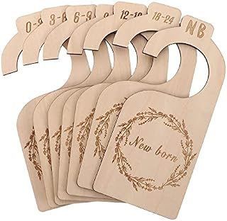 Tomaibaby Wood Baby Wardrobe Dividers, 7Pcs/ Set Nursery Decor from Newborn to 24 Month Durable Baby Closet Dividers Hangers Dividers Organizers Supplies (Style 4)