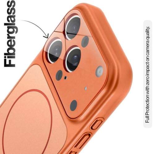 Image of for iPhone 12 Pro Max |Convert to 17 pro /17 Pro Max Style Premium Back Glass Magsafe Wireless Charge Converter Cover Magnetic Case for iPhone 12 Pro Max (Orange)