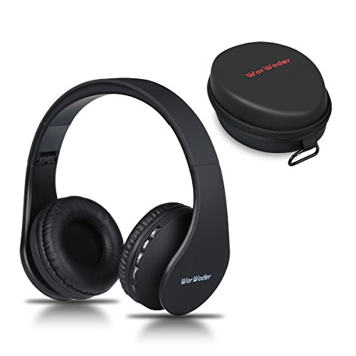 Bluetooth Headphones Over Ear, Wireless Headset Hi-Fi Stereo, Foldable, Soft Memory-Protein Earmuffs, Built-in Mic Wired Mode PC Cell Phones TV Travelling£¨Black£ WorWoder
