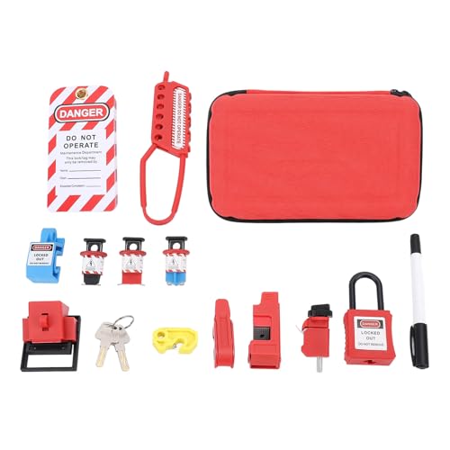Electrical Lockout Tagout Kit, Clamp On Circuit Breaker Lockout, Group Lockout Hasps with Safety Padlock, Loto Tags, Plug Lockout, Loto Locks Set for Electrical Lockouts