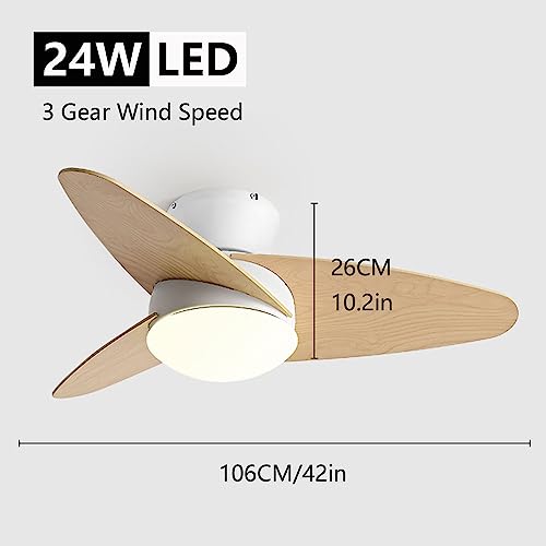 Ventilateur de plafond à 3 vitesses avec éclairage LED télécommandable