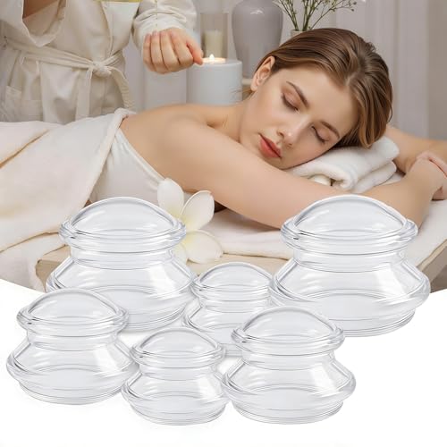 Cupping Therapy Set, Silicone Cupping Massage Cups, Professional Massage Tool Studio and Household for Muscle Soreness Pain Relief, Cellulite Reduction, Myofascial Massage, Nerve, Joint Pain (Clear)