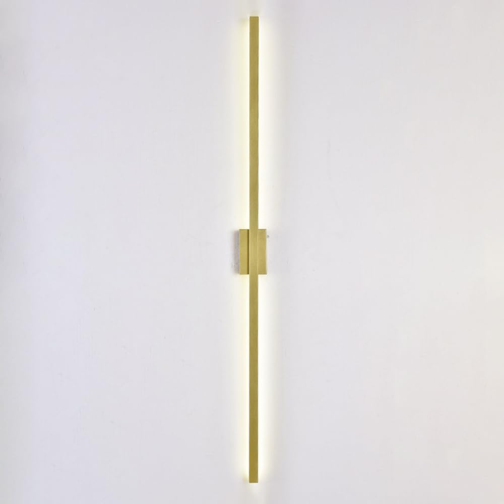 HCZKIUJY Modern Linear Wall Sconce Light Fixture for Living Room Bedroom Long Strip Wall Mount Lighting Minimalist Design Indoor Wall Wash Lights Hardwired Sconces Luminaires (Gold-120cm)