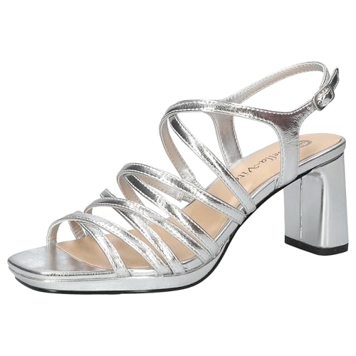Bella Vita Women's Damsel Block Heeled Sandal, Silver Metallic, 9.5 - image 1