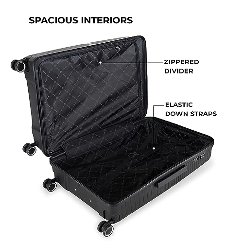 Image of Stony Brook Nasher Miles Axis 75 Cm 28 Inch Polypropylene Hard-Sided 4 Wheels Spinner Check-in Luggage Trolley Bag (Black)