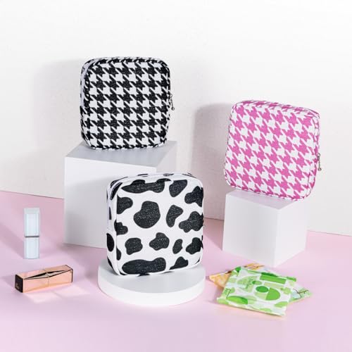 Image of Period Bag for Teen Girls, Canvas Sanitary Napkin Storage Bag with Zipper, Portable Menstrual Pad Bag Tampon Holder for Purse