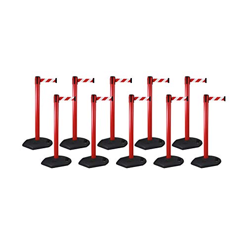 10-Stück-Set FLEXIBARRIER Personenleitsystem Absperrständer Rot -Safety- 3m Gurtlänge *Rot-Weiß*, Absperrständer, Absperrband, Absperrpfosten