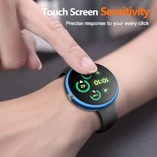 Image of Misxi 2-Pack Hard PC Screen Protector Case Compatible with Google Pixel Watch 3 (2024) 45mm, Easy Installation Lightweight Ultra-Thin Protective Cover for Pixel Watch 3, 1 Blue + 1 Black