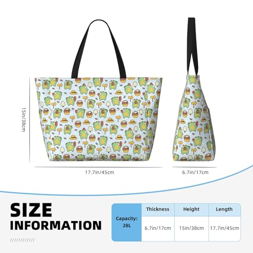 Cute Crocodile with Fruit Large Beach Tote Bag for Women Extra Large Capacity Waterproof Sandproof Pool Bag Suitable for Gym Swimming Pool Travel Groceries3