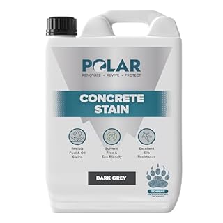 Polar Dark Grey Concrete Stain - 5 Litres | Durable, Stain & Slip-Resistant Finish for Interior & Exterior Stone & Concrete Floors | Smooth & Solvent-Free Coating for Driveways, Walkways & Patios