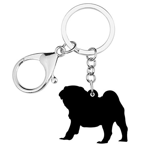 DUOWEI Cute Mops Hund Schlüsselanhänger Acryl Haustiere Schlüsselring Handtasche Dekoration für Frauen Mädchen Charme Geschenke (Beige)